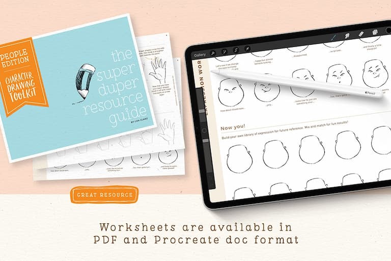 procreate卡通角色辅助线-PDF和Doc格式绘画练习表